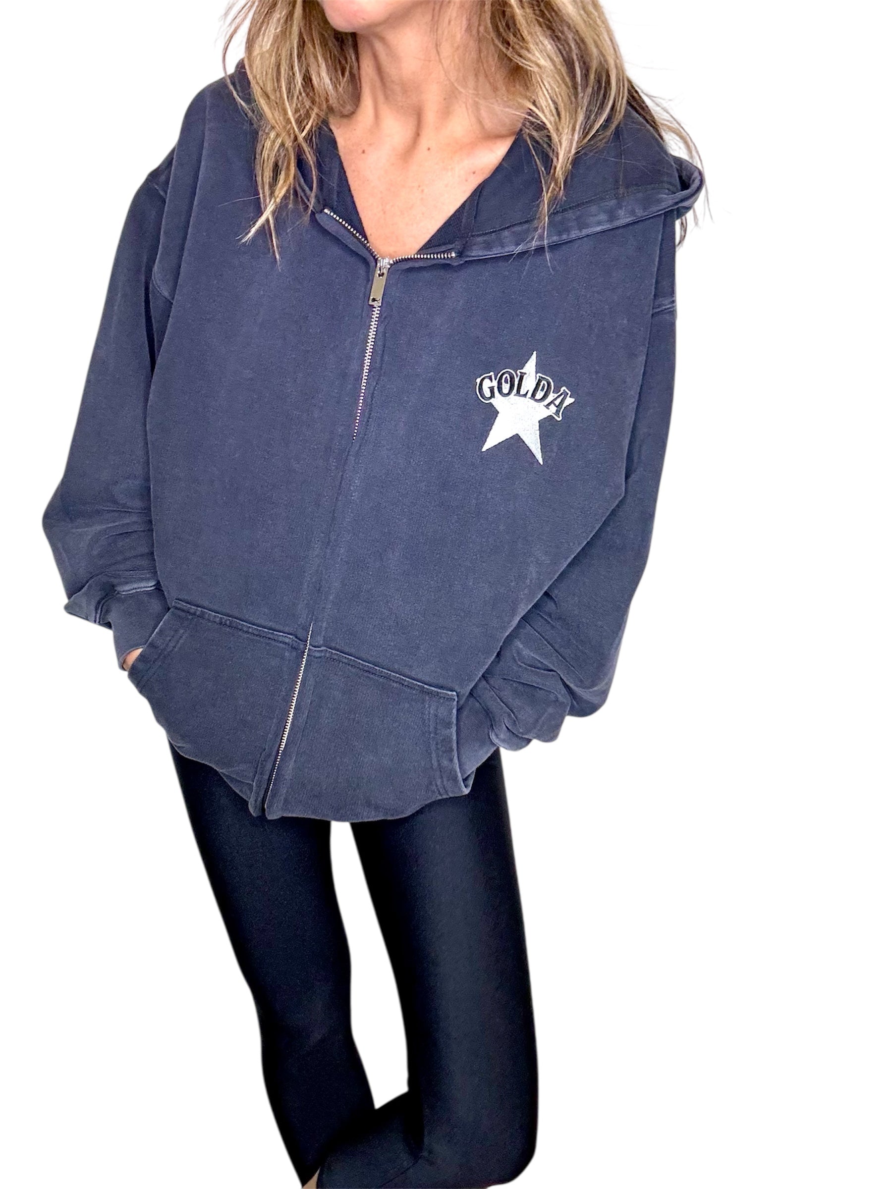 Sheriff Hoodie Zip Vintage Black