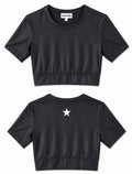 Yoga Brassière Tee-Shirt Black Shiny