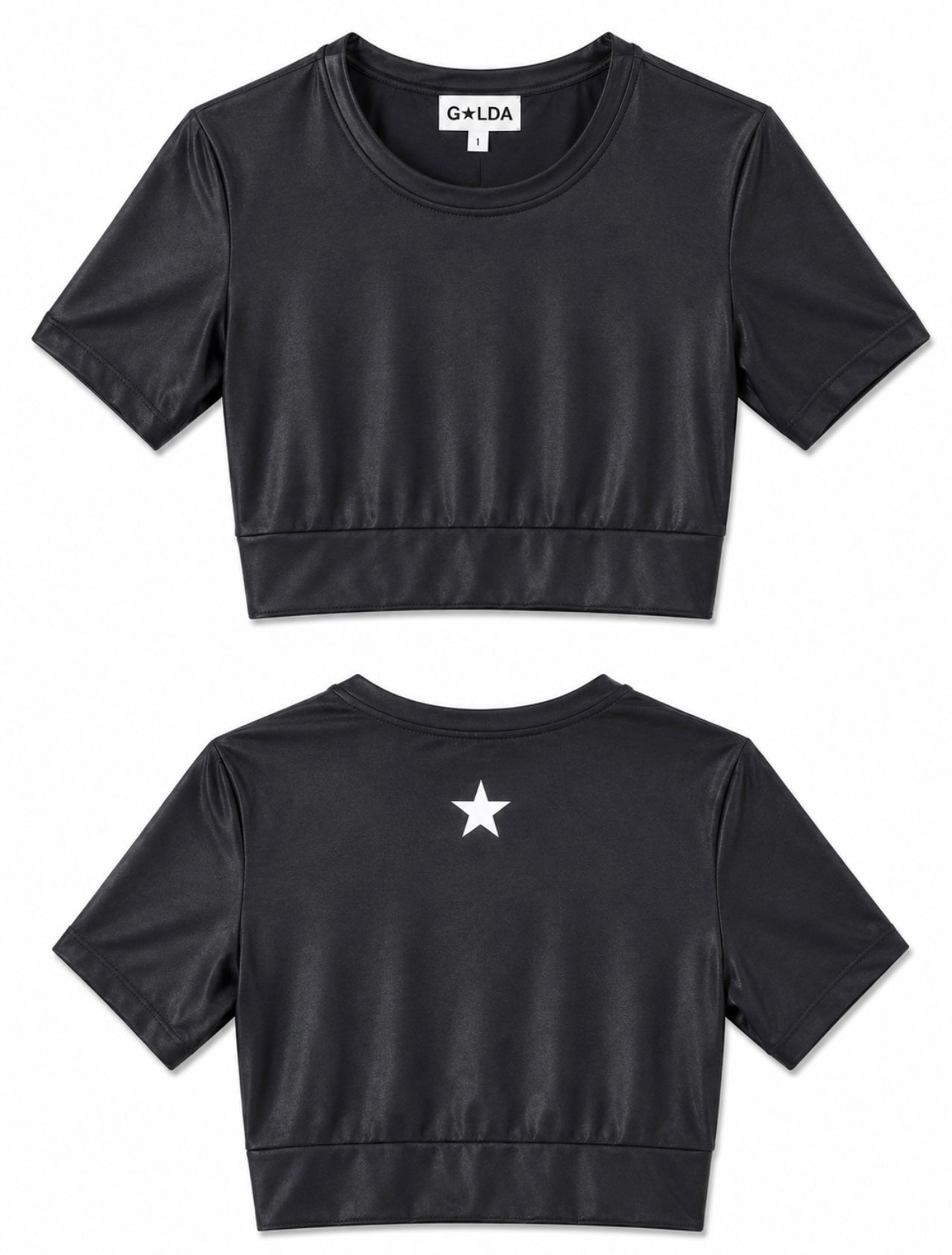 Yoga Brassière Tee-Shirt Black Shiny