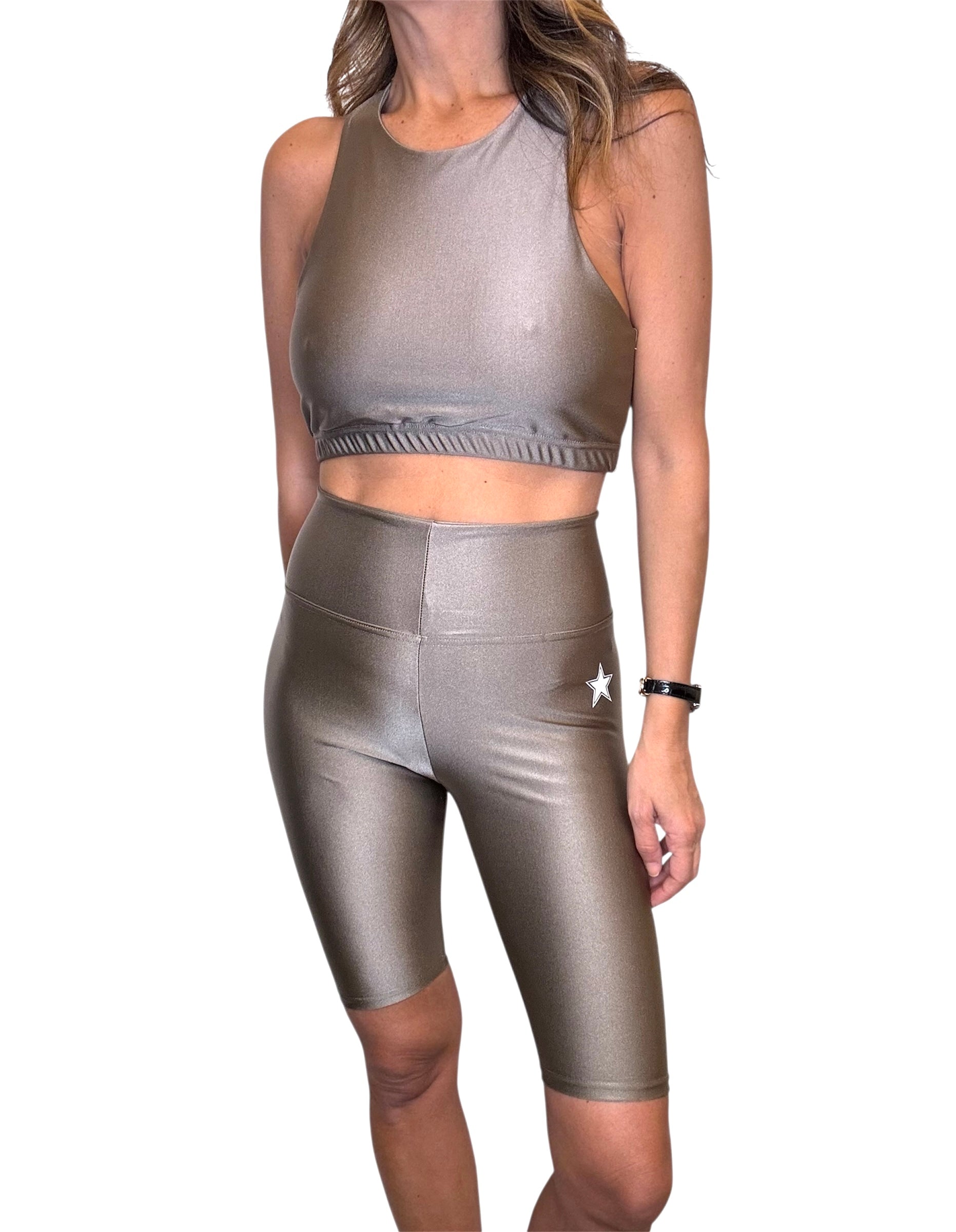 Yoga Biker Kaki Shiny