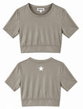 Yoga Brassière Tee-Shirt Kaki Shiny
