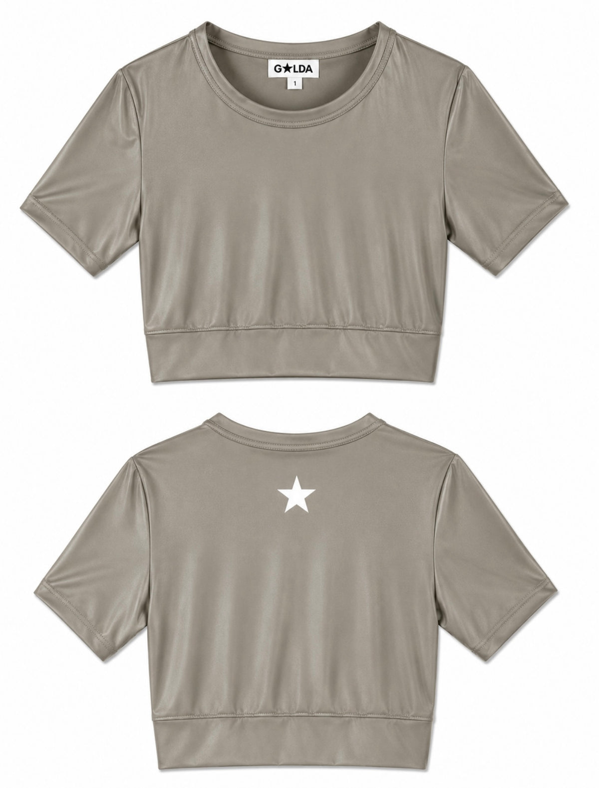 Yoga Brassière Tee-Shirt Kaki Shiny