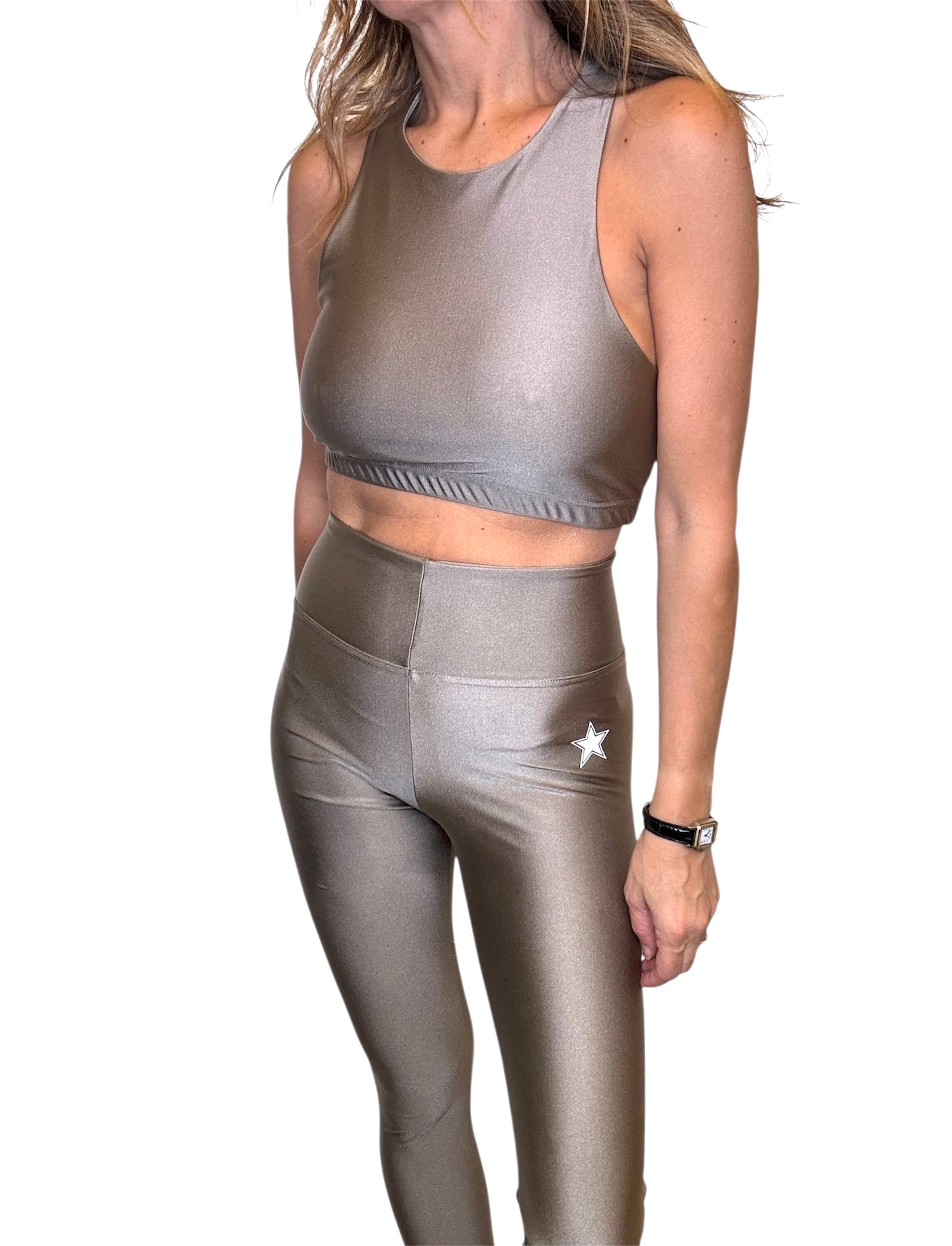 Yoga Legging Kaki Shiny