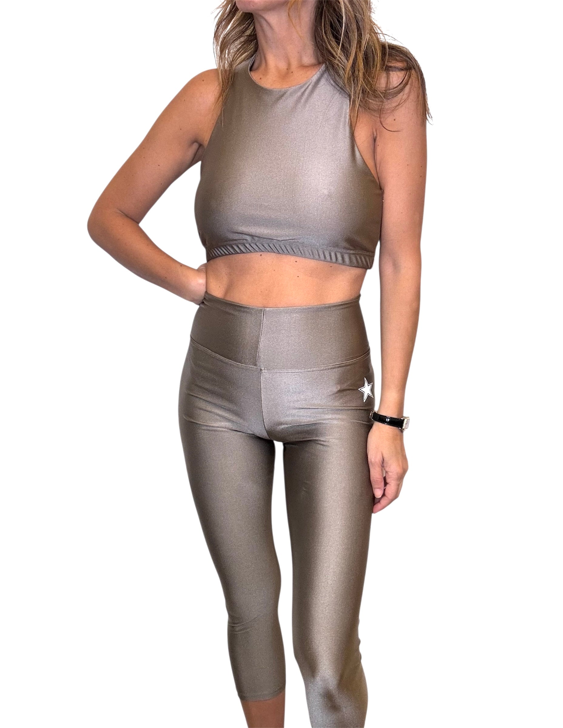 Yoga Capri Kaki Shiny