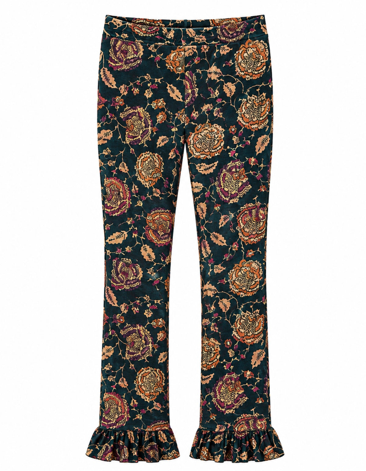 Velvet Prints Ruffles Indian Flowers