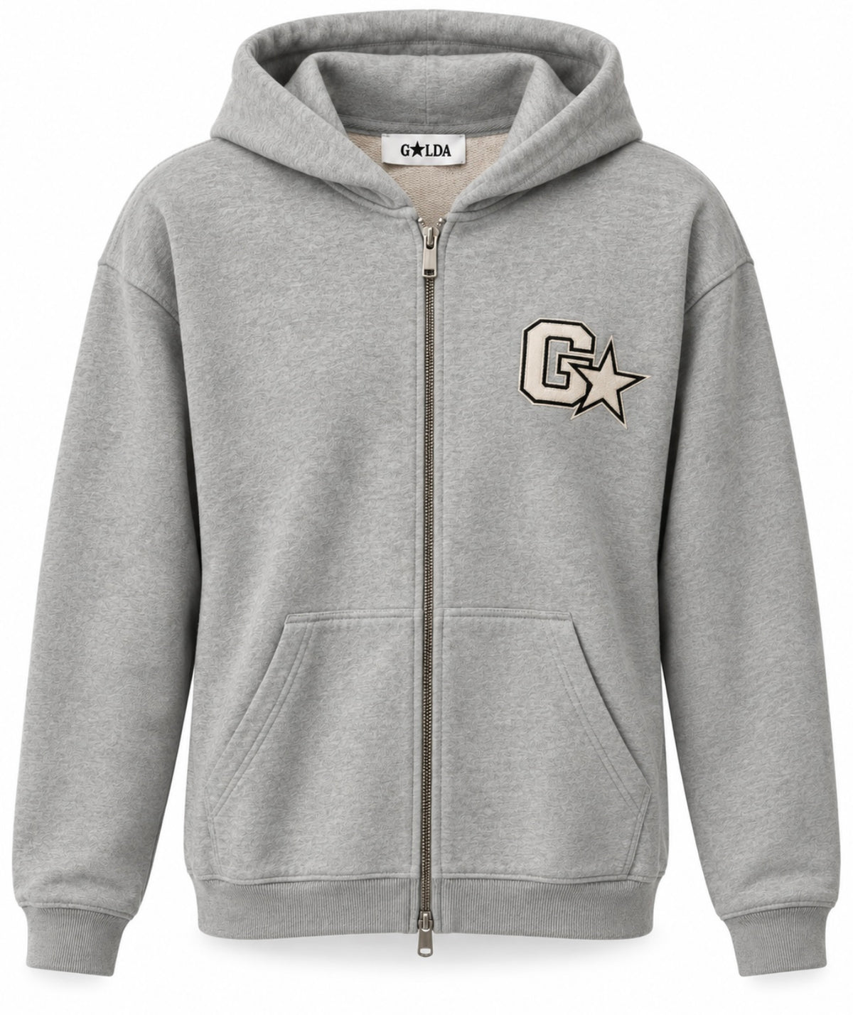 Big Logo Hoodie Zip Heather Grey