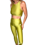 Yoga Capri Olive Shiny